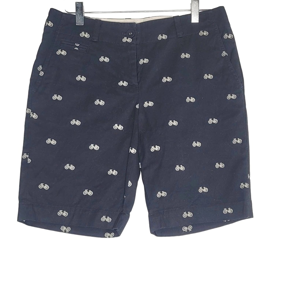 Talbots Blue Bermuda Shorts‎ Embroidered Mid Rise Preppy Cycling Preppy 6P